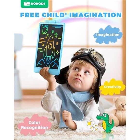 Kids LCD Drawing Writing Sky Blue Tablet Doodle Board for Boys and Girls 10 inch - Picture 5 of 6